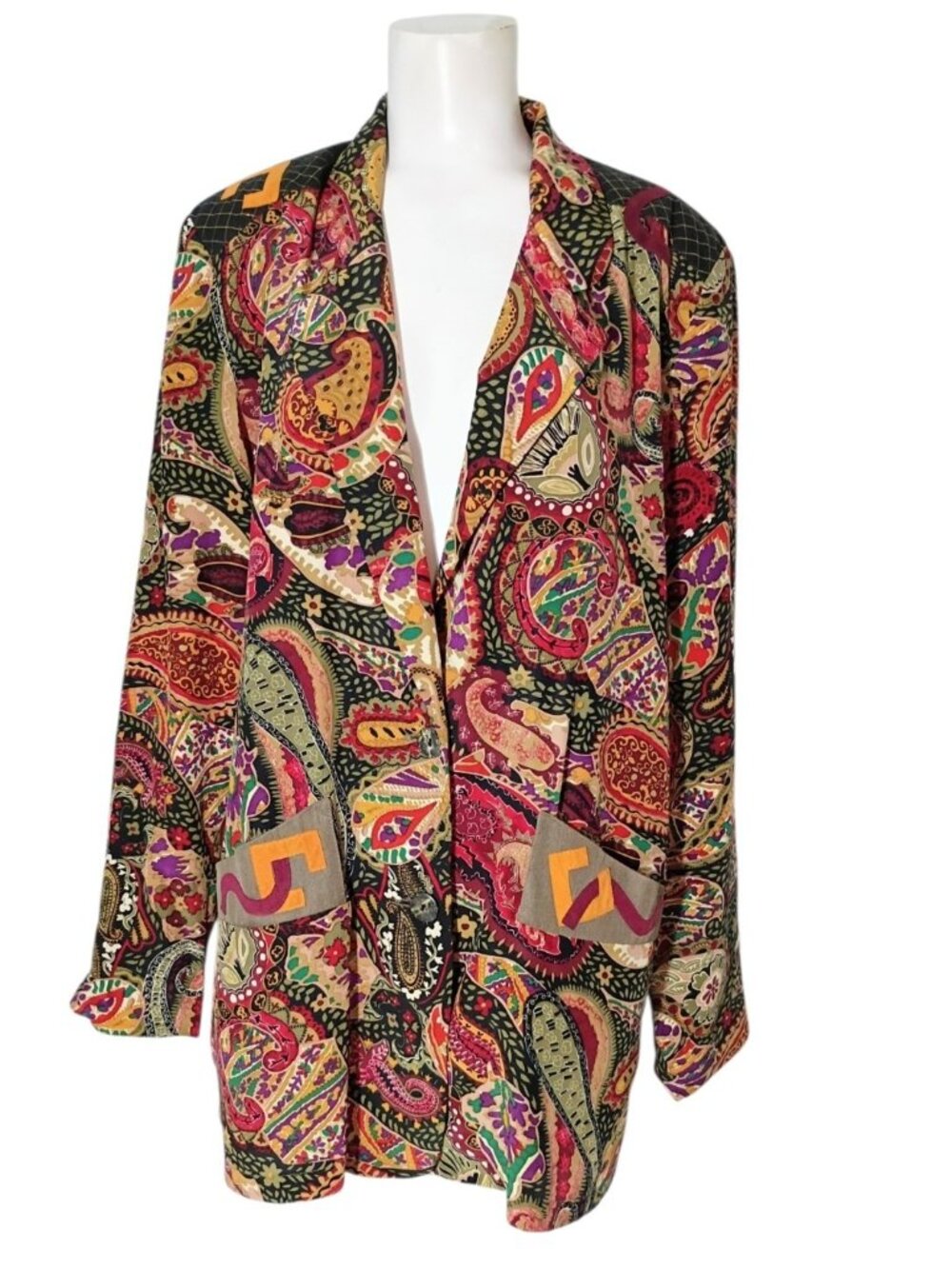 Canvasbacks Lutton & Horsfield 100% Silk Art to Wear Blazer Jacket L Peasant
